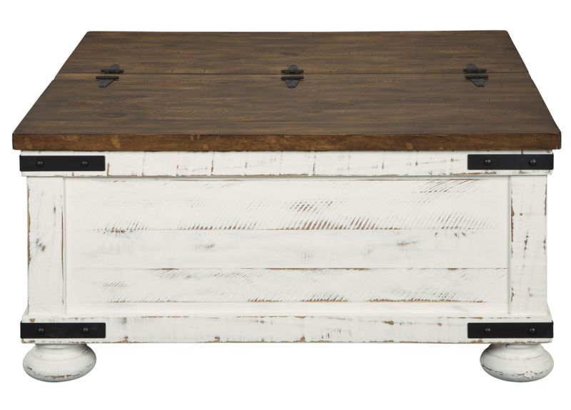 Farmhouse White Wooden/Timber Square Coffee Table with Storage - Macrossan